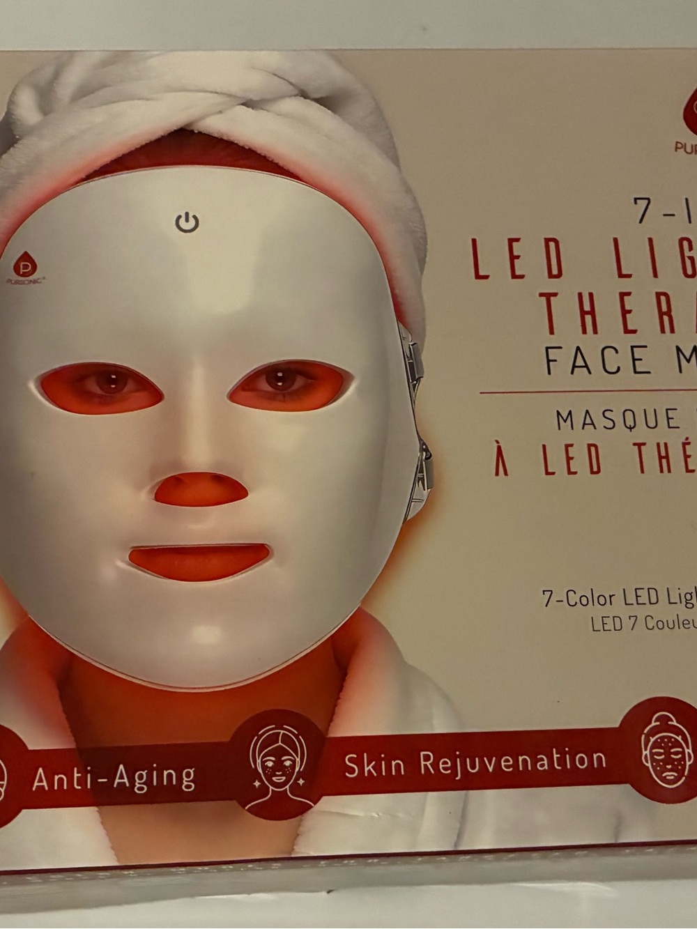 7-Color LED Light Therapy Face Mask for Women - White